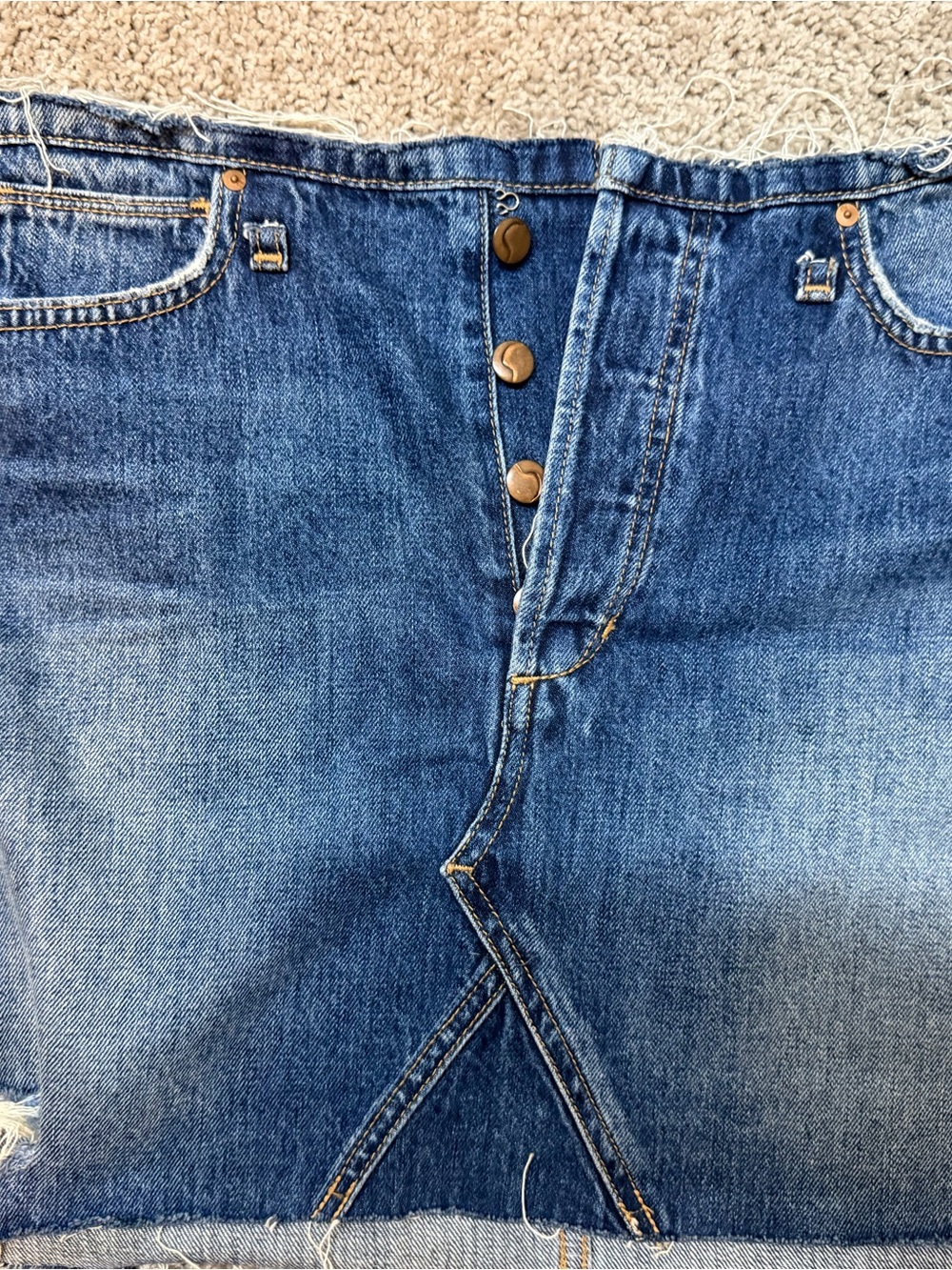 Joe's Jeans Blue Denim Mini Skirt with Frayed Waist
